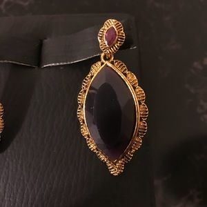 Indian gold earrings with purple design
